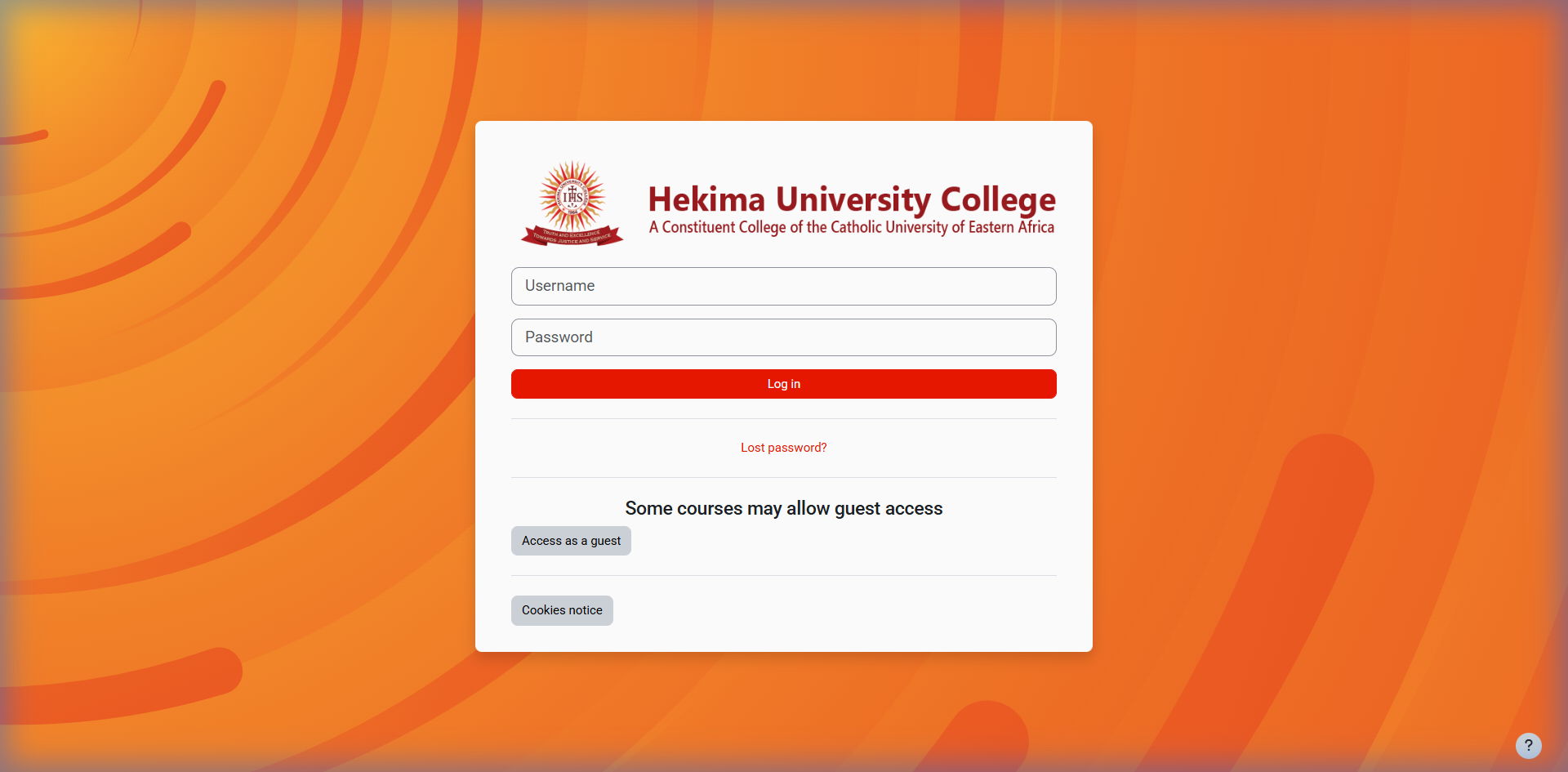 Hekima Login Page